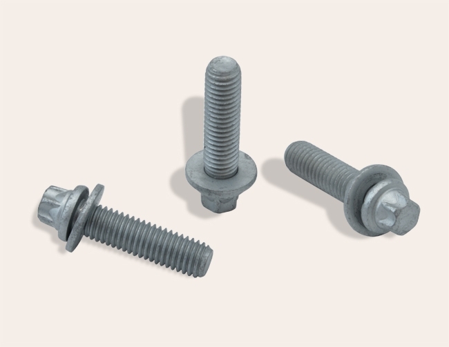 External exalobular screw with preassembled washer automotive industry